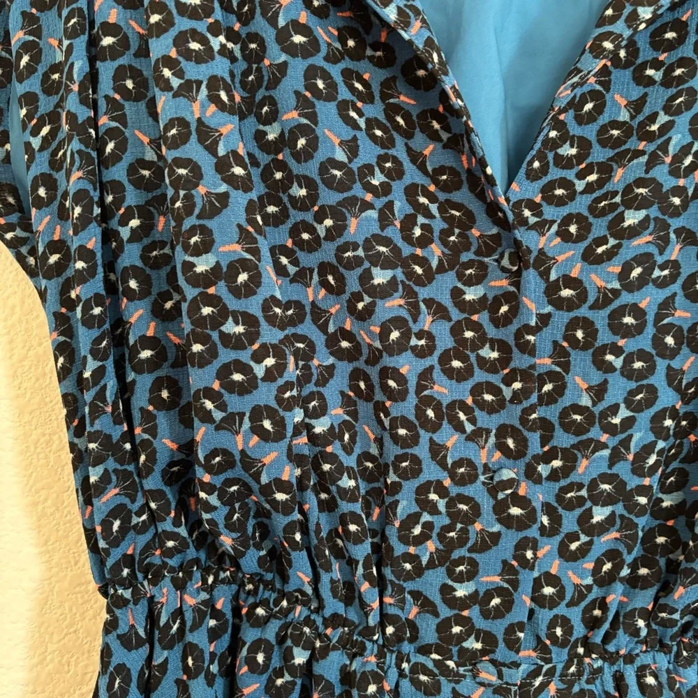 Ann Taylor Blue Morning Glory Button Down Midi Shirtdress - Picture 6 of 10